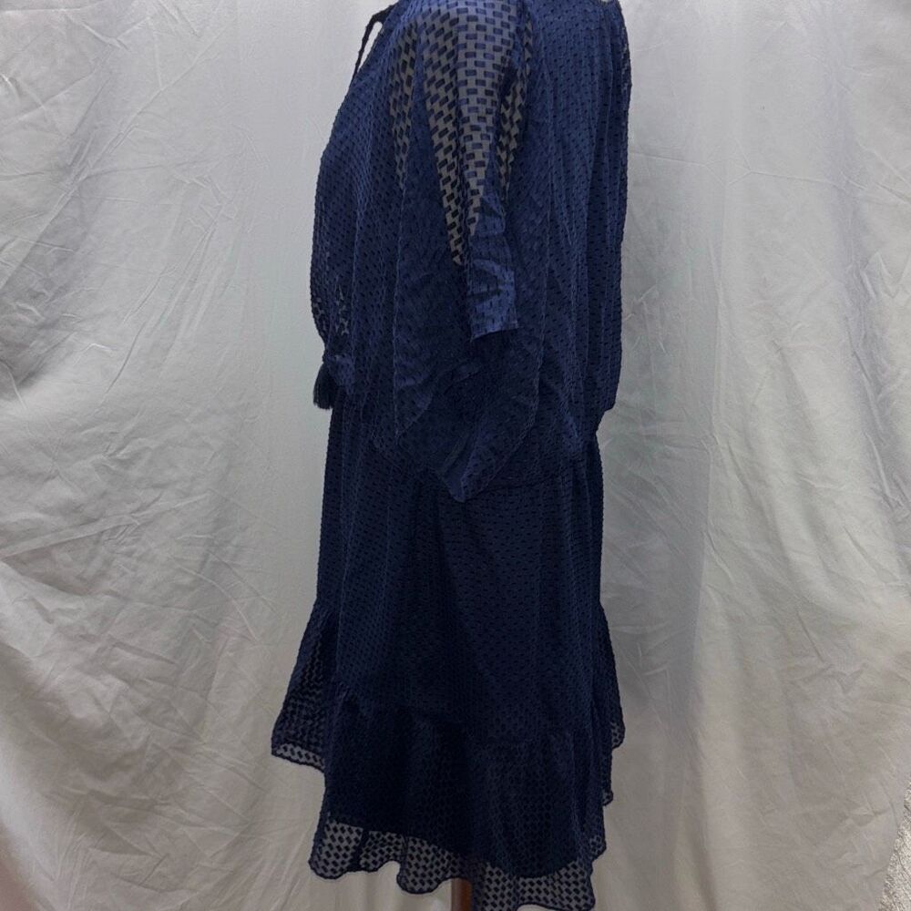 Trina Turk blue silk dress Mahalo Out of Office Indigo Blue XL ruffle - Picture 5 of 15